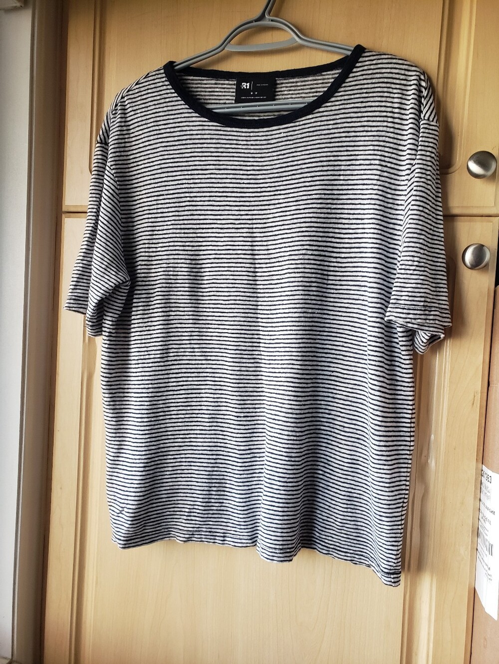 Simons Black & White Striped Short Sleeve Tee